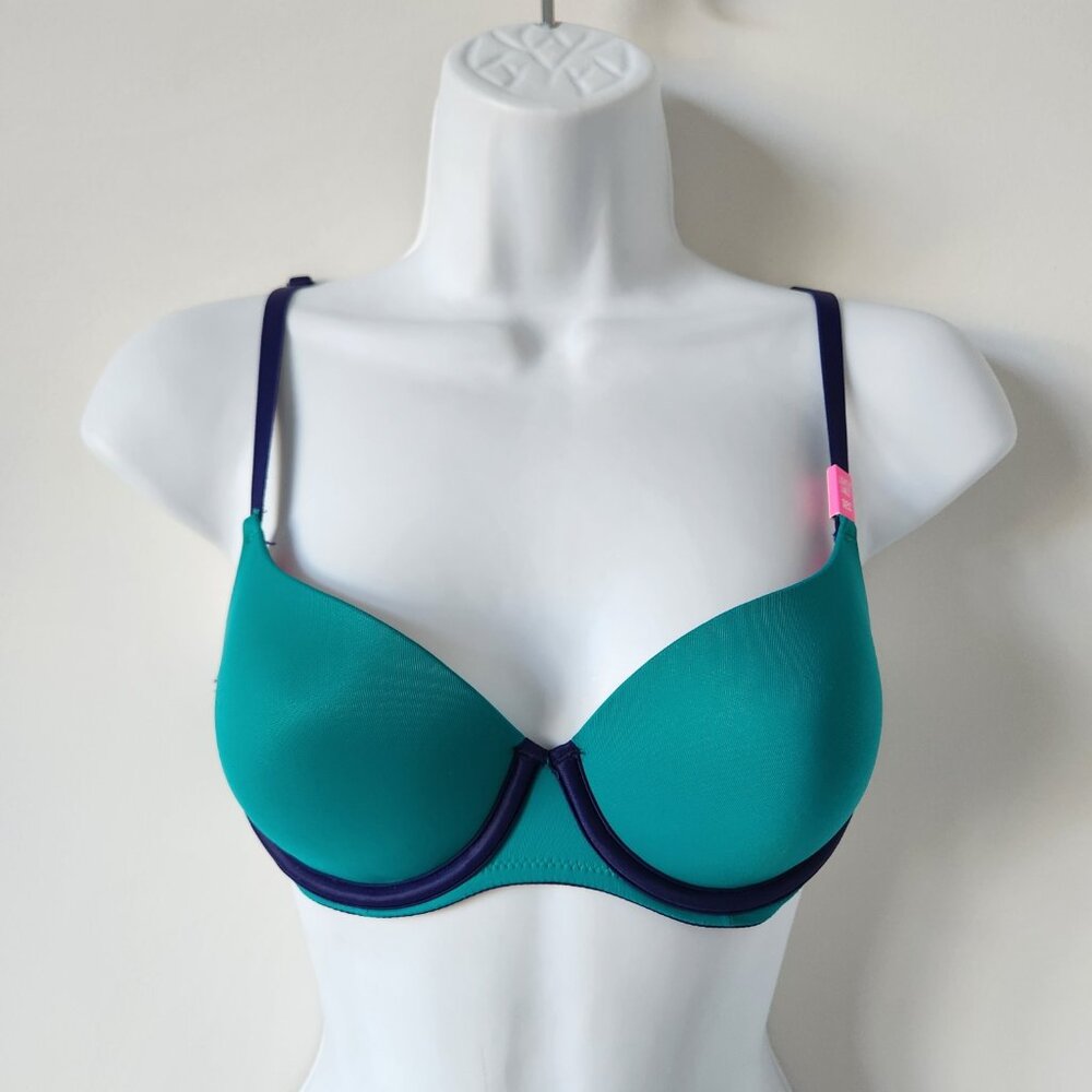 NWT VICTORIA'S SECRET PINK Emerald Green Lightly Lined Bra 32C
